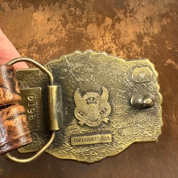 Great American Buckle Co. Harvest Time Farmer Tooled Leather Belt Small 30-32 - Picture 4 of 6